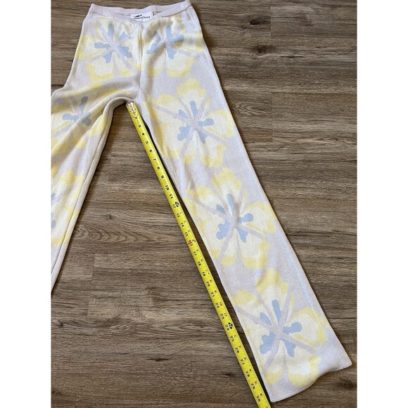 House of Sunny Retro Yellow Floral Knit Pants Size 2 - Picture 6 of 10